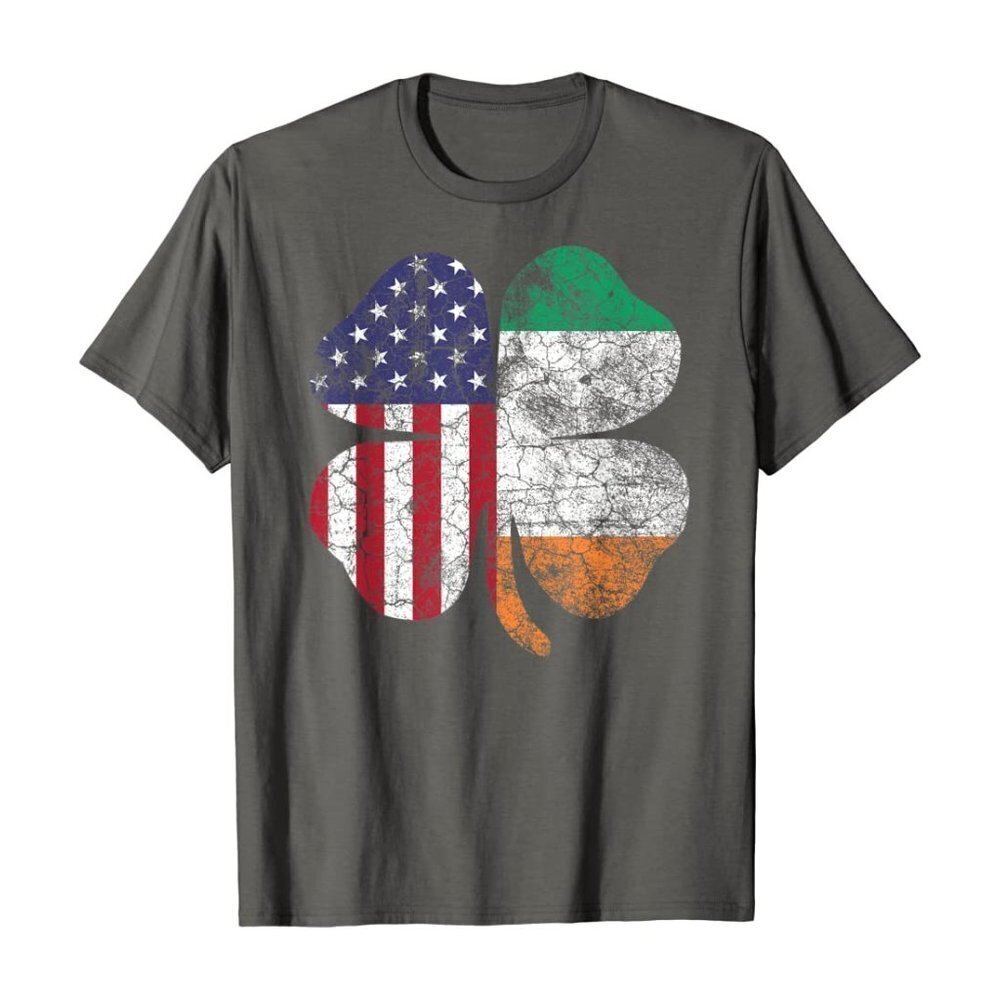 American and Ireland Flags Lucky St. Patrick’s Day T-Shirt - Picture 2 of 12
